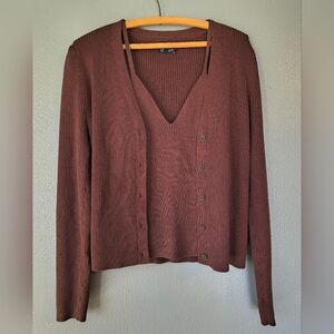 Women's Tank Top And Cardigan Sweater